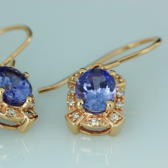 (Certified + warranty) Effy 14K Gold 1.62 Tanzanite & Diamond Fancy Earrings - Picture 5 of 6